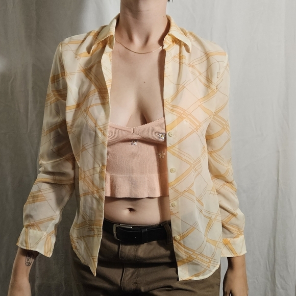 Retro Orange Sheer United Colors Of Benton Button Down - Picture 7 of 8